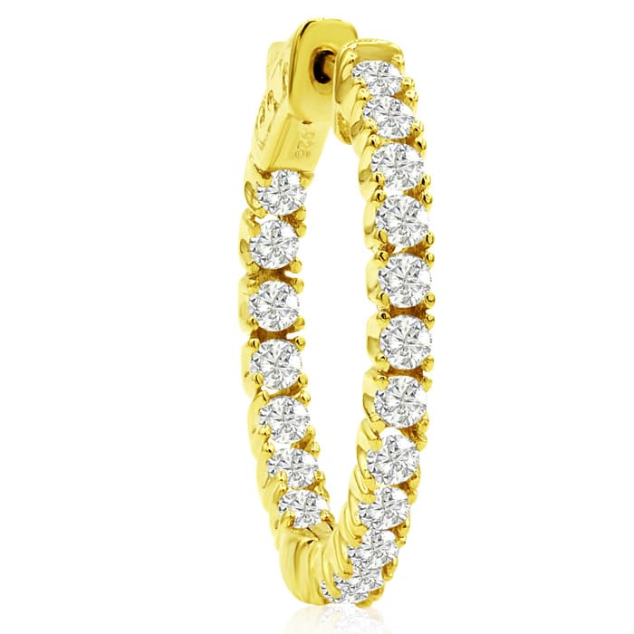 1 1/2 Carat Crystal Hoop Earrings In 14K Yellow Gold Over Sterling Silver, 1 Inch