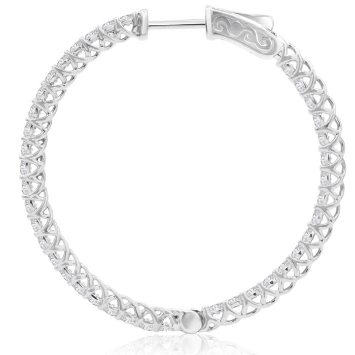 2 Carat Crystal Hoop Earrings In Sterling Silver, 1 1/2 Inches