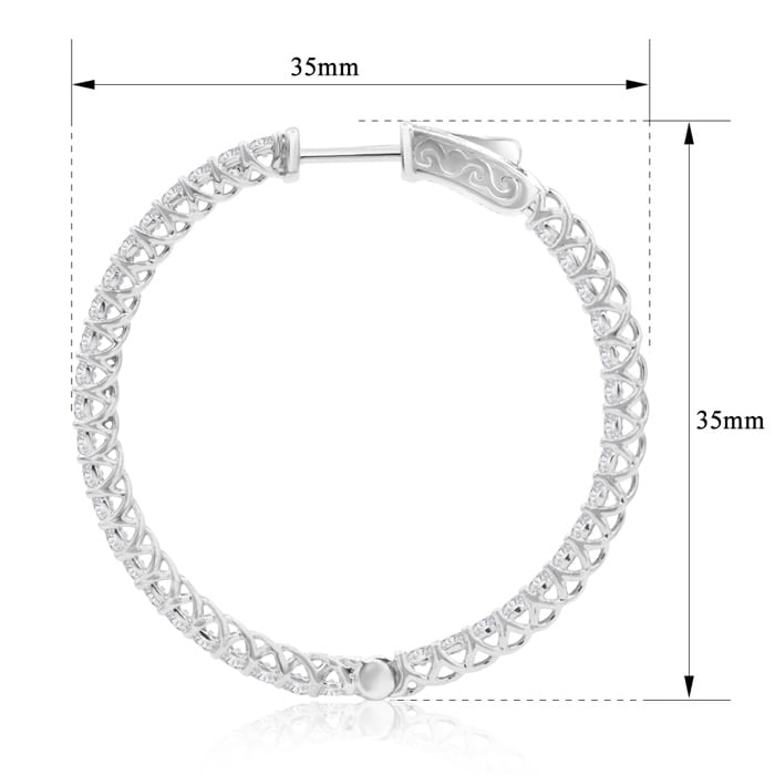 2 Carat Crystal Hoop Earrings In Sterling Silver, 1 1/2 Inches