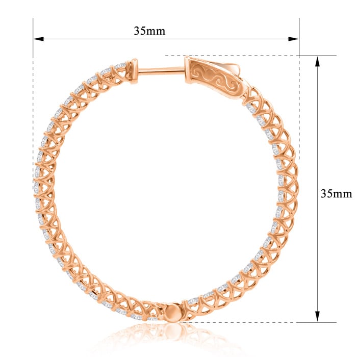 2 Carat Crystal Hoop Earrings In 14K Rose Gold Over Sterling Silver, 1 1/2 Inches