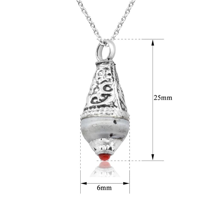 Vintage Tibetan Mother of Pearl and Coral Teardrop Necklace With Free Chain, 18 Inches