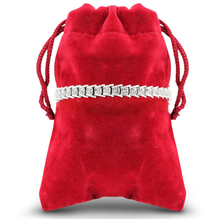 1 Carat Diamond Bracelet In Platinum Overlay, 7 Inches.  Beautiful Style That Everyone Loves!