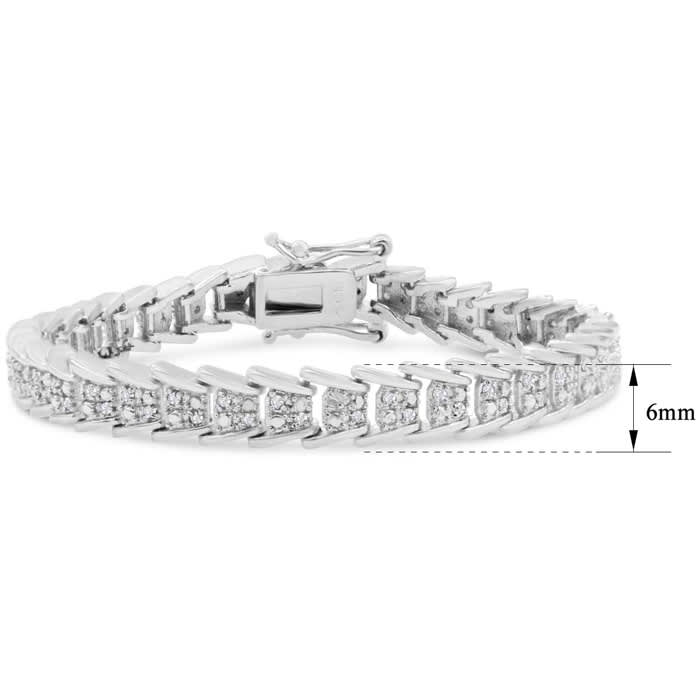 1 Carat Diamond Bracelet In Platinum Overlay, 7 Inches.  Beautiful Style That Everyone Loves!