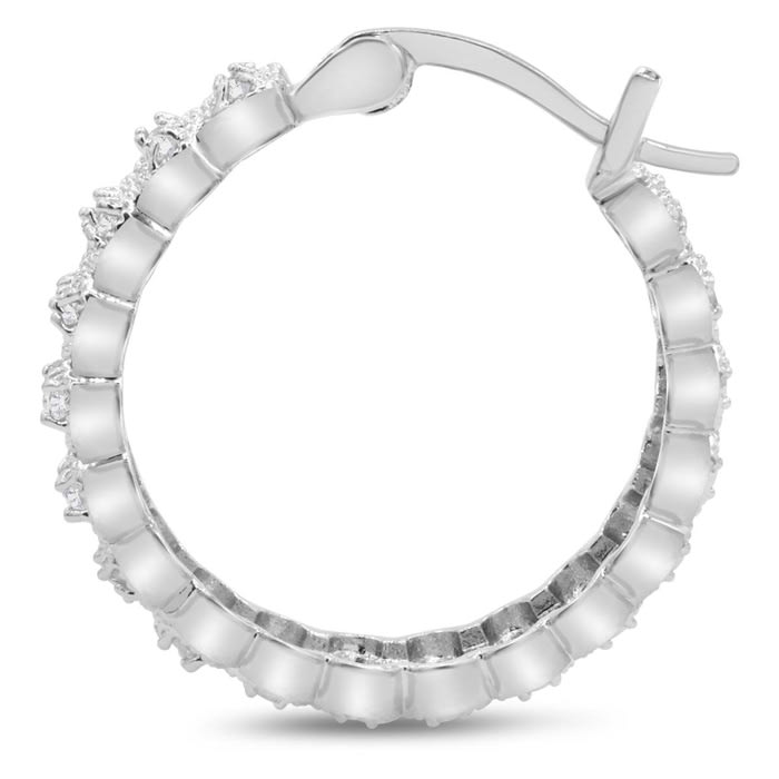 1/2 Carat Double Row Diamond Hoop Earrings, 3/4 Inch, Beautiful, Classic, Shiny!