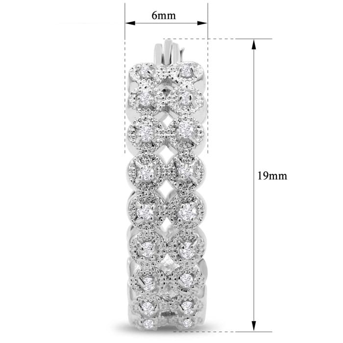 1/2 Carat Double Row Diamond Hoop Earrings, 3/4 Inch, Beautiful, Classic, Shiny!