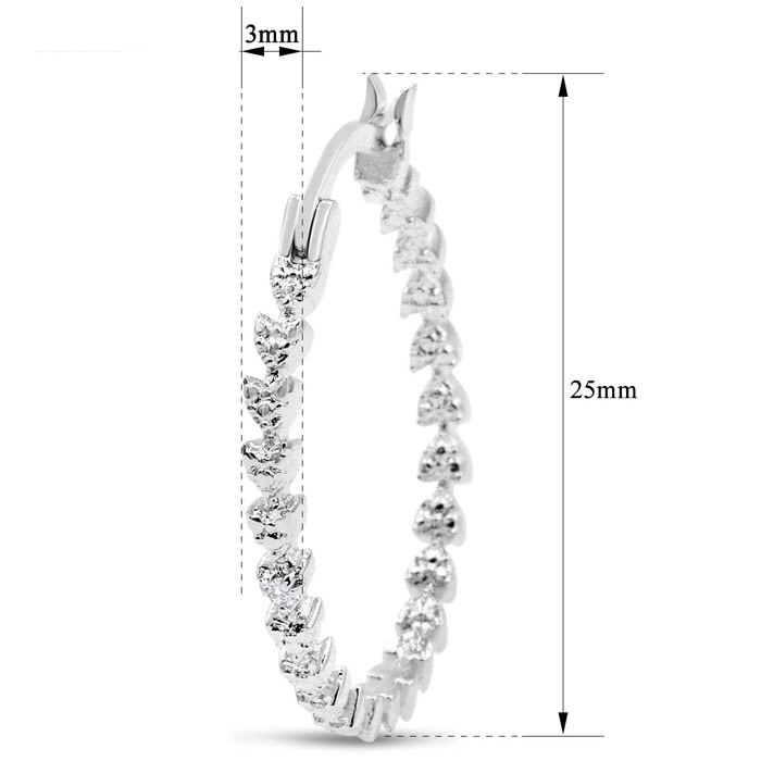 Classic Diamond Hoop Earrings, 1 Inch