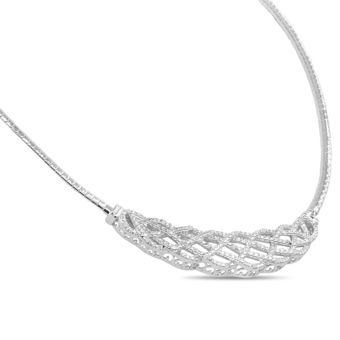 1/4 Carat Diamond Designer Necklace In Platinum Overlay, 18 Inches. Beautiful Necklace! Back In Stock After 1 Year!
