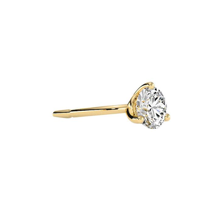 1/4 Carat Natural Genuine Diamond Stud Earrings In Martini Setting, 14 Karat Yellow Gold