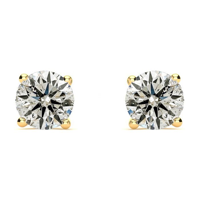 1 1/2 Carat Diamond Stud Earrings in 14 Karat Yellow Gold