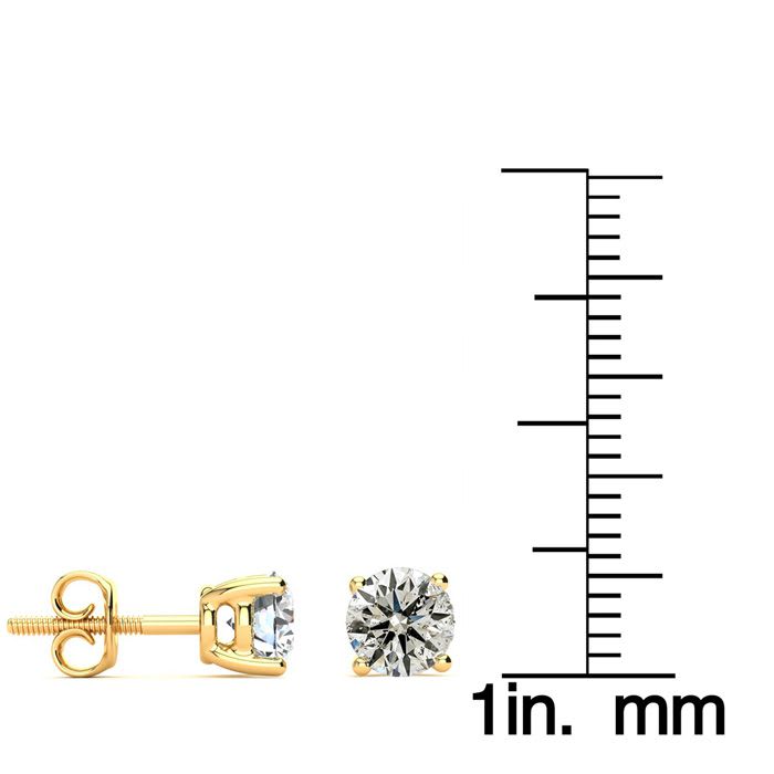 1 1/2 Carat Diamond Stud Earrings in 14 Karat Yellow Gold