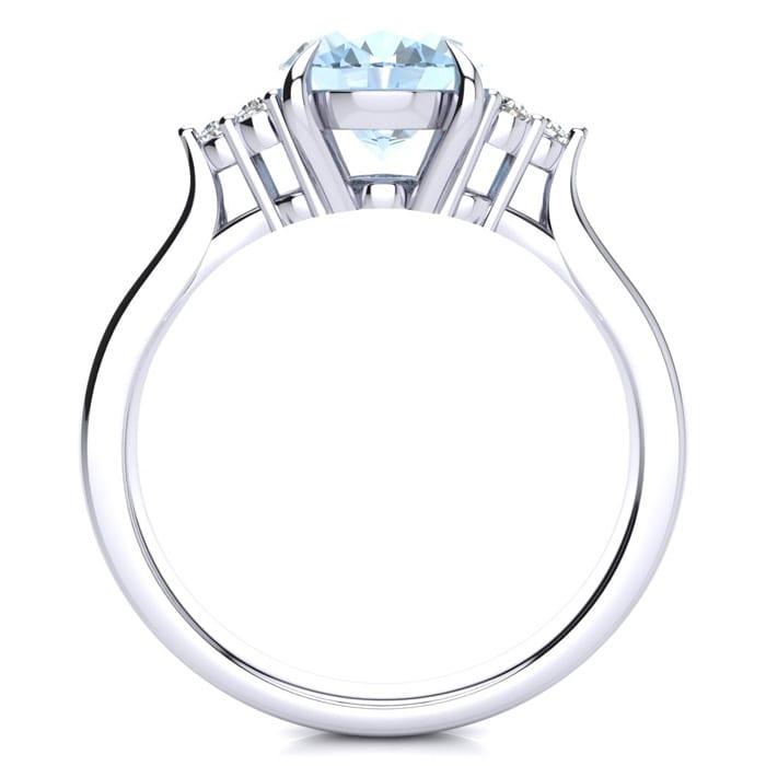 Aquamarine Ring: Aquamarine Jewelry: 1 3/4 Carat Oval Shape Aquamarine and Diamond Ring In 14K White Gold