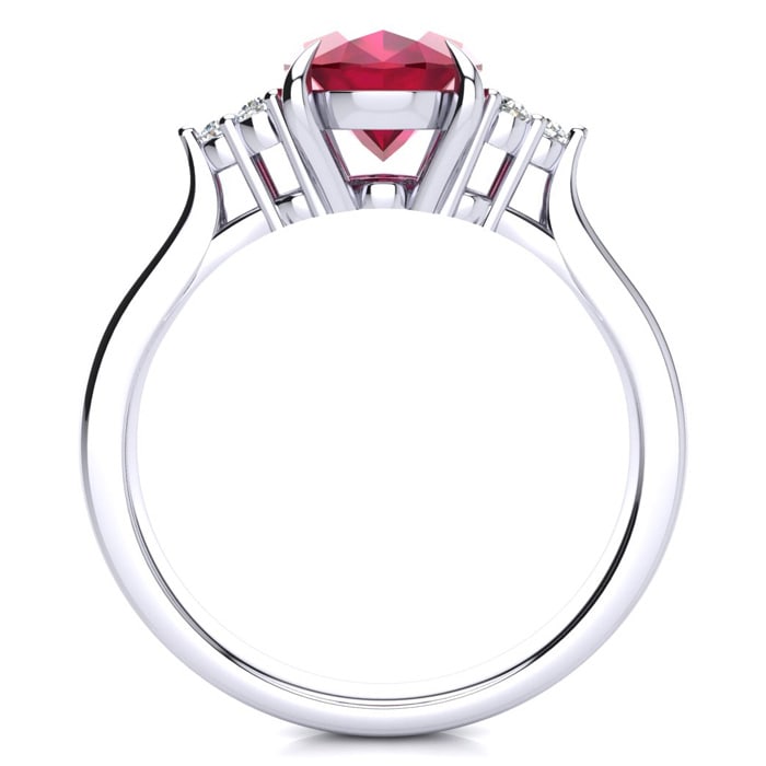 3 Carat Oval Shape Ruby and Diamond Ring In 14K White Gold