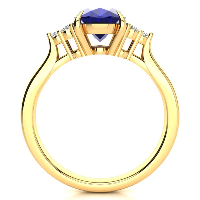 3 Carat Oval Shape Sapphire and Diamond Ring In 14K Yellow Gold