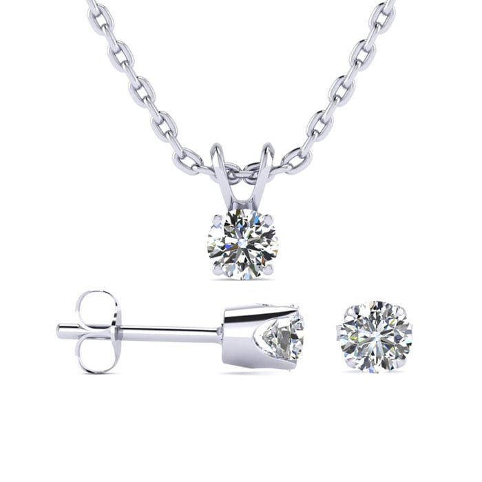 Matching diamond earrings and necklace on sale