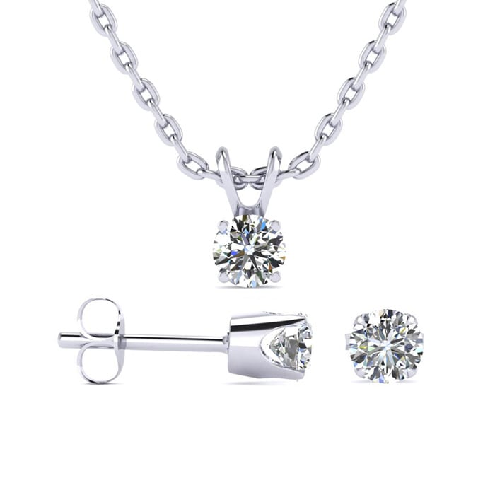 Matching diamond earrings sale and necklace