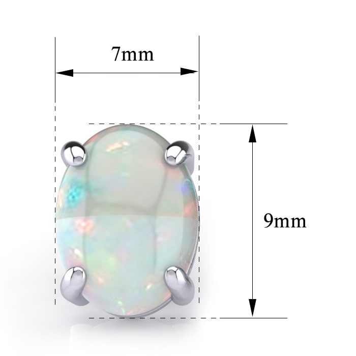 2 Carat Opal Stud Earrings In Sterling Silver