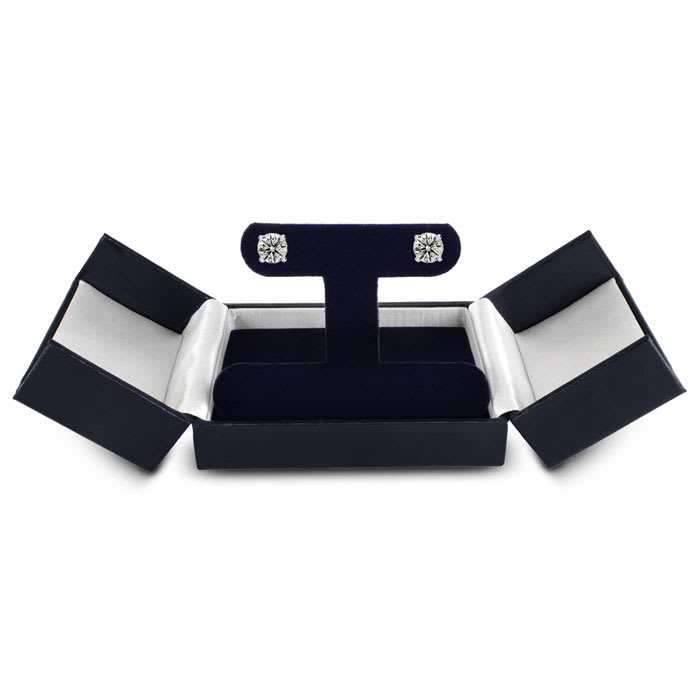 1.45 Carat Colorless Diamond Stud Earrings 14 Karat White Gold