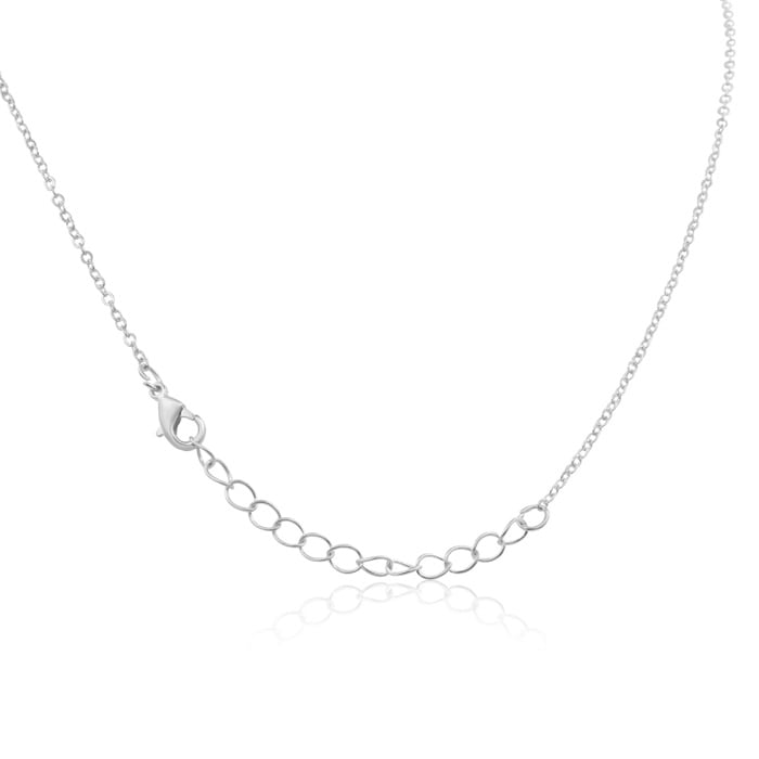 "C" Dainty Block Initial Necklace With Hearts In White Gold Overlay, All Letters Available, Free 17 Inch Cable Chain
