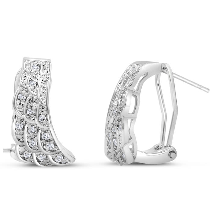 omega back diamond earrings