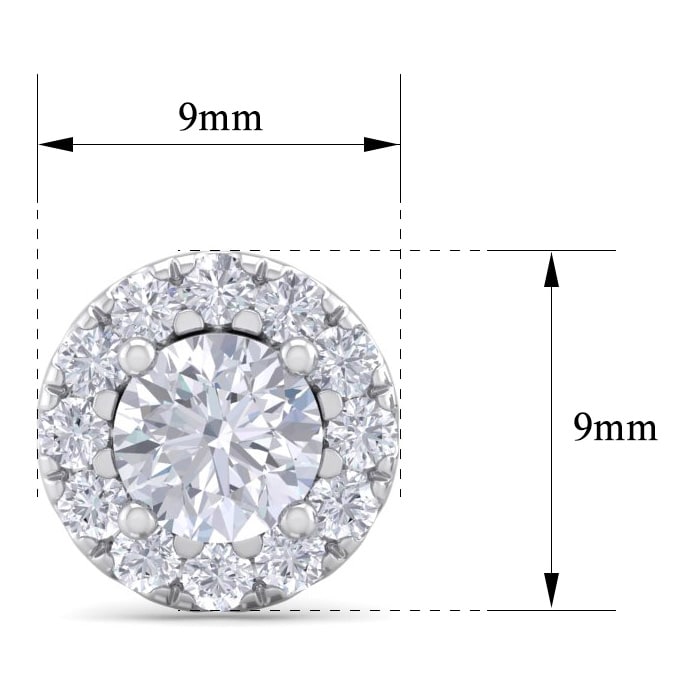 1 1/2 Carat Halo Diamond Stud Earrings In 14 Karat White Gold