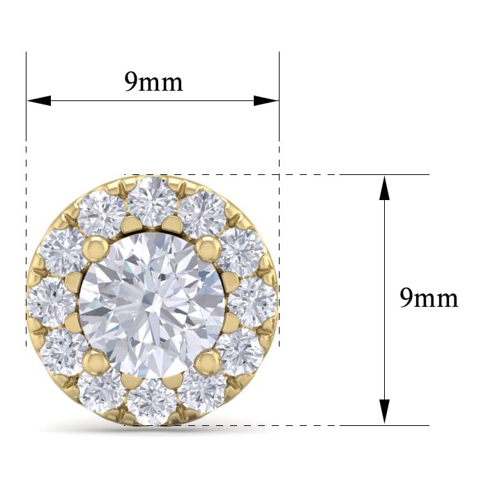 1 1/2 Carat Halo Diamond Stud Earrings In 14 Karat Yellow Gold