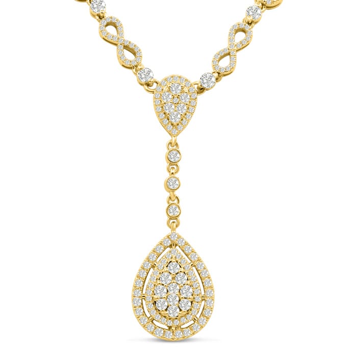 14 Karat Yellow Gold 6.77 Carat Handmade Diamond Necklace. SuperJeweler's Newest Incredible Fine Jewelry Statement Piece