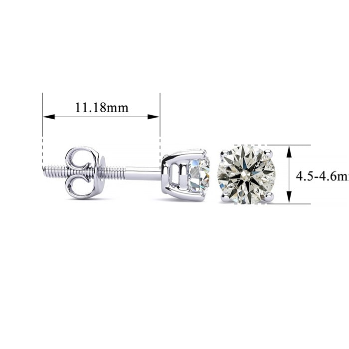 Nearly 3/4 Carat Diamond Stud Earrings In 14 Karat White Gold Long Post Earrings