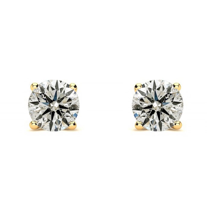 Nearly 3/4 Carat Diamond Stud Earrings In 14 Karat Yellow Gold Long Post Earrings