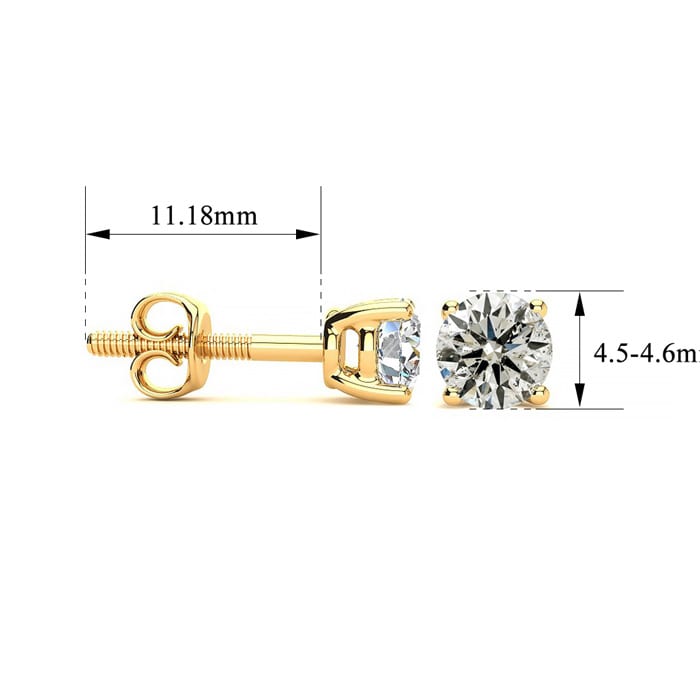 Nearly 3/4 Carat Diamond Stud Earrings In 14 Karat Yellow Gold Long Post Earrings