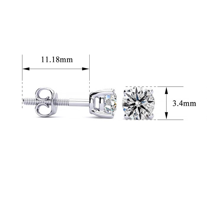 0.28 Carat Colorless Diamond Earrings In 14 Karat White Gold Long Post Earrings