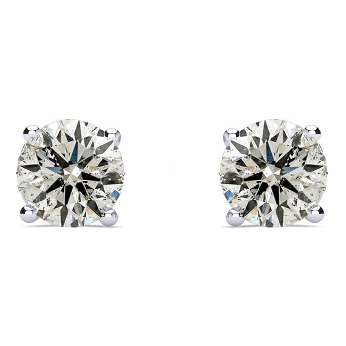 1 1/4 Carat Diamond Stud Earrings In 14 Karat White Gold Long Post Earrings
