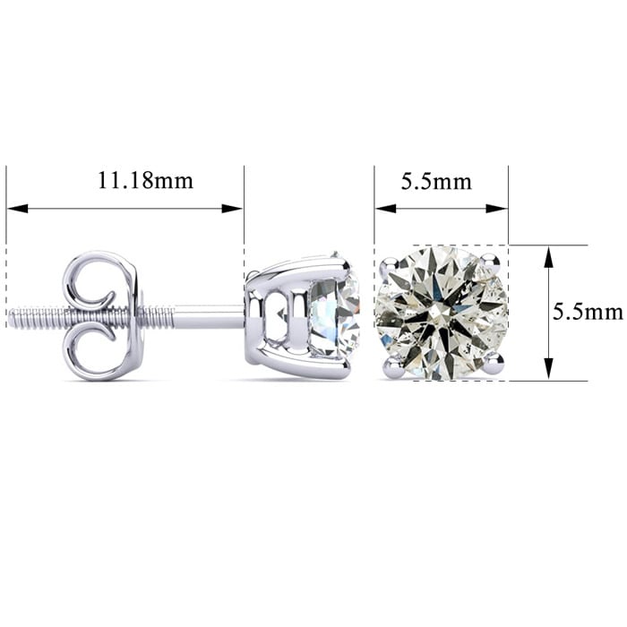 1 1/4 Carat Diamond Stud Earrings In 14 Karat White Gold Long Post Earrings