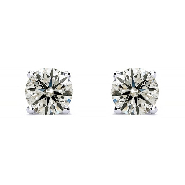 1/2 Carat Diamond Stud Earrings In 14 Karat White Gold Long Post Earrings