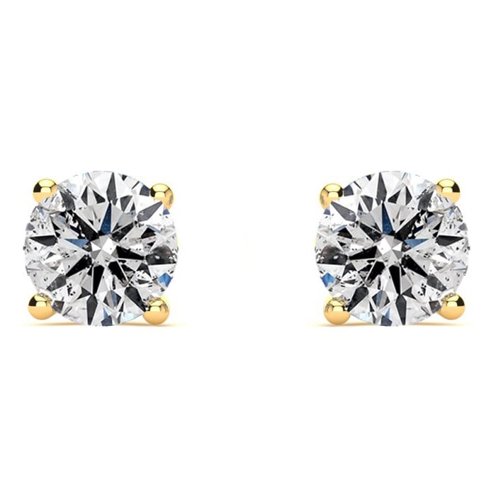 1.30 Carat Colorless Diamond Earrings In 14 Karat Yellow Gold Long Post Earrings