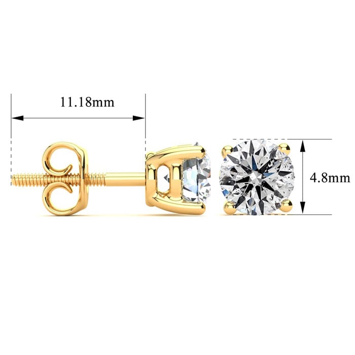 1.30 Carat Colorless Diamond Earrings In 14 Karat Yellow Gold Long Post Earrings