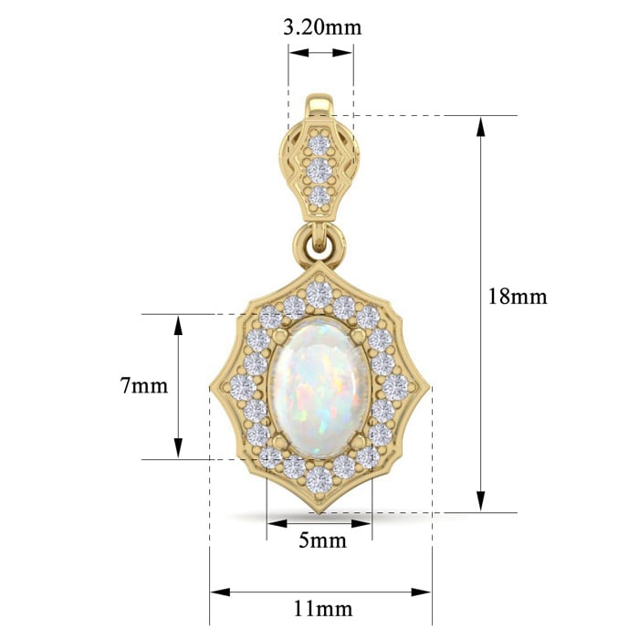 1-3/4 Carat Oval Shape Opal with Diamonds Dangle Earrings In 14 Karat Yellow Gold