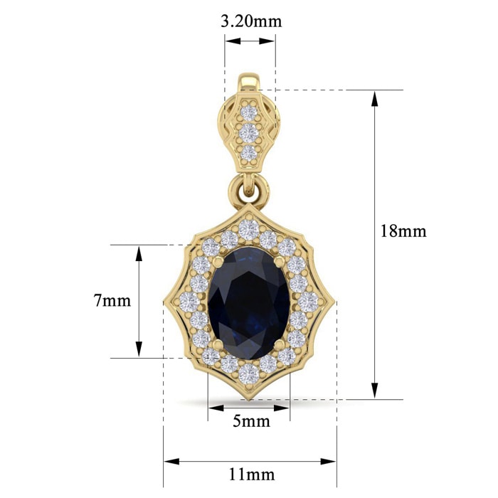 2 1/4 Carat Oval Shape Sapphire and Diamond Dangle Earrings In 14 Karat Yellow Gold