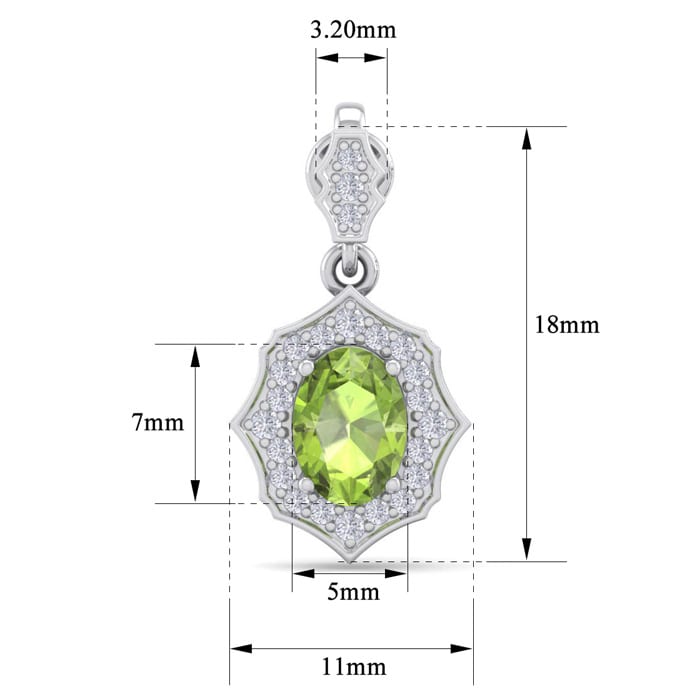 2 Carat Oval Shape Peridot and Diamond Dangle Earrings In 14 Karat White Gold