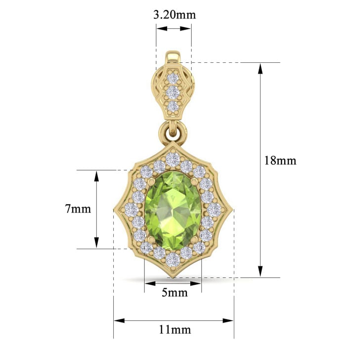 2 Carat Oval Shape Peridot and Diamond Dangle Earrings In 14 Karat Yellow Gold
