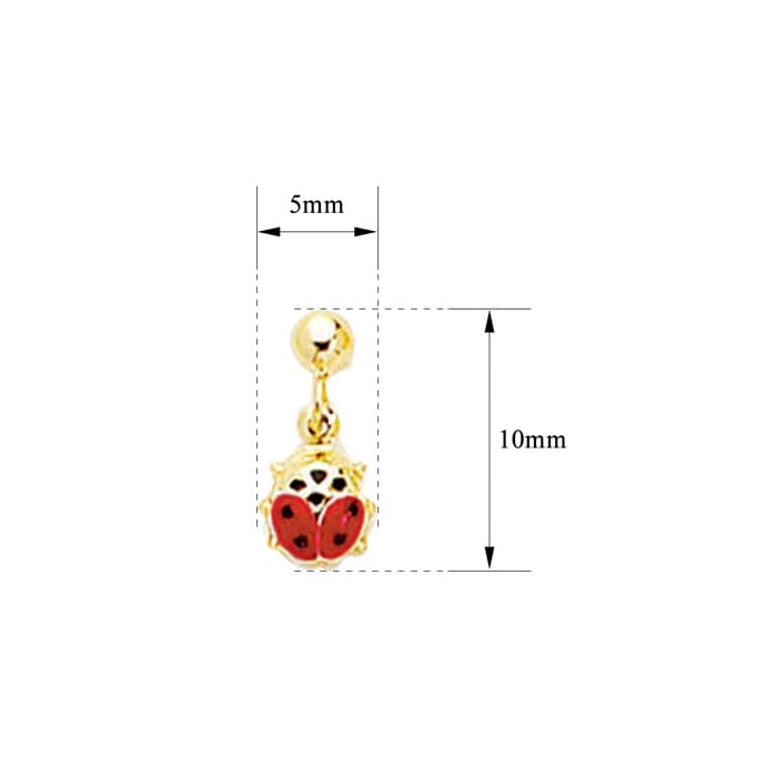 14 Karat Yellow Gold Kids Ladybug Dangle Earrings SuperJeweler