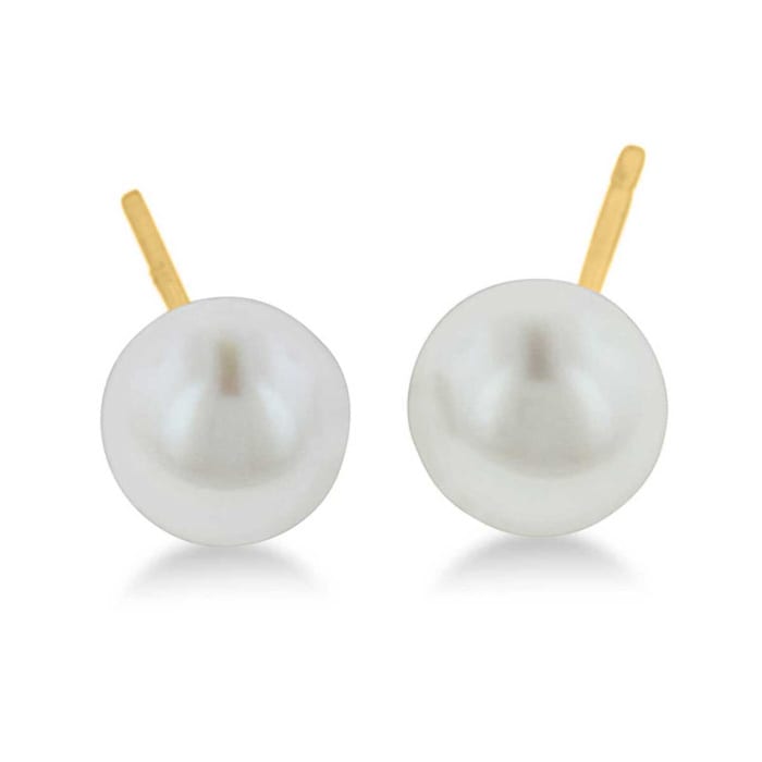 14 Karat Yellow Gold Kids 4MM Pearl Stud Earrings