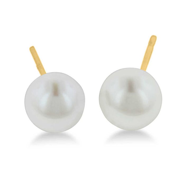 14 Karat Yellow Gold Kids 6MM Pearl Stud Earrings