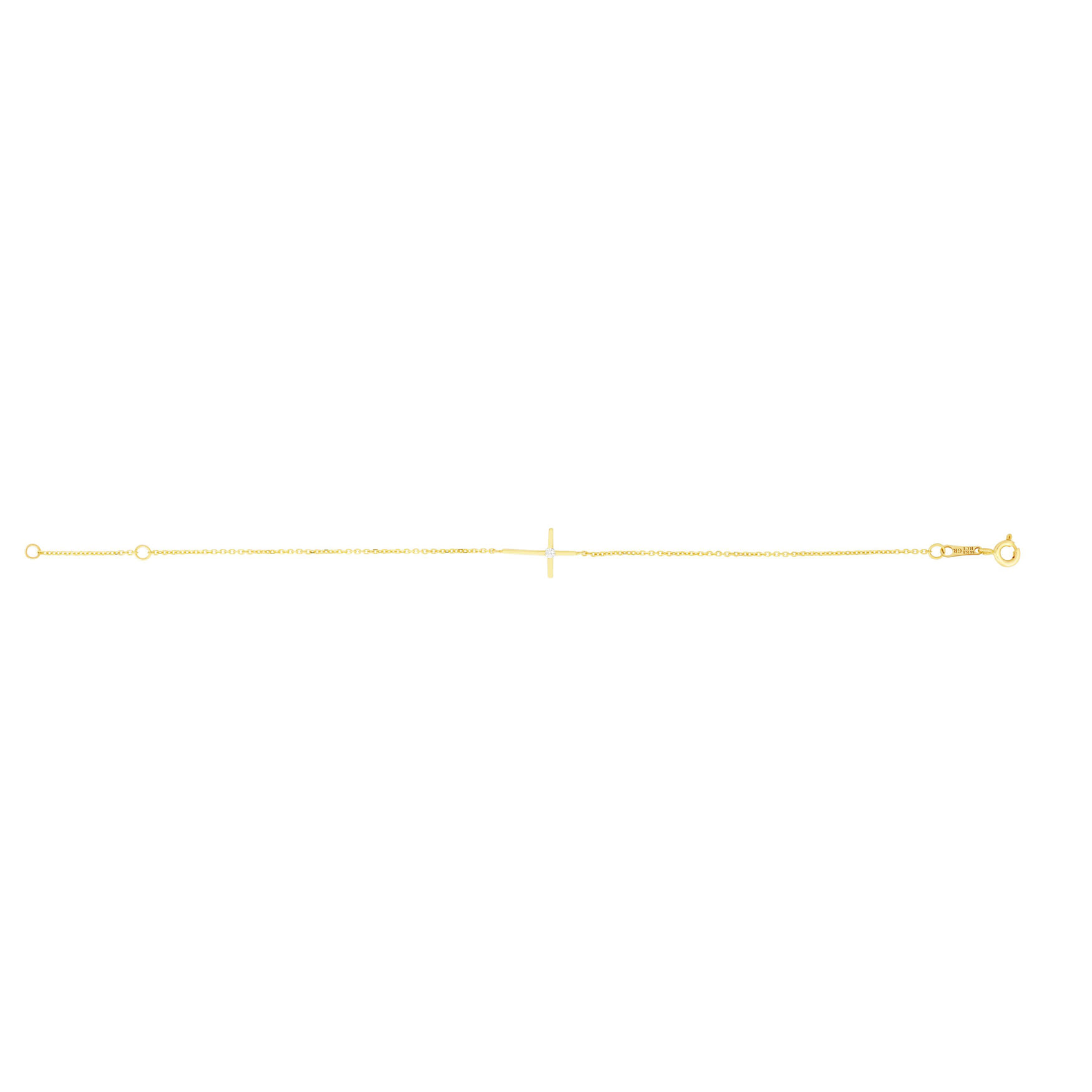 14 Karat Yellow Gold Kids Cross Bracelet, 5 1/2 Inches