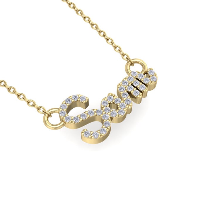 Personalized Diamond Name Necklace In 14K Yellow Gold - 3 Letters, 1/5cttw