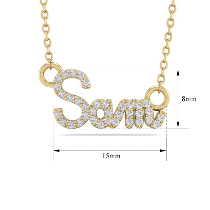 Personalized Diamond Name Necklace In 14K Yellow Gold - 3 Letters, 1/5cttw