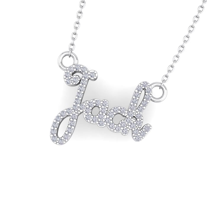 Personalized Diamond Name Necklace In 14K White Gold - 4 Letters, 1/4cttw