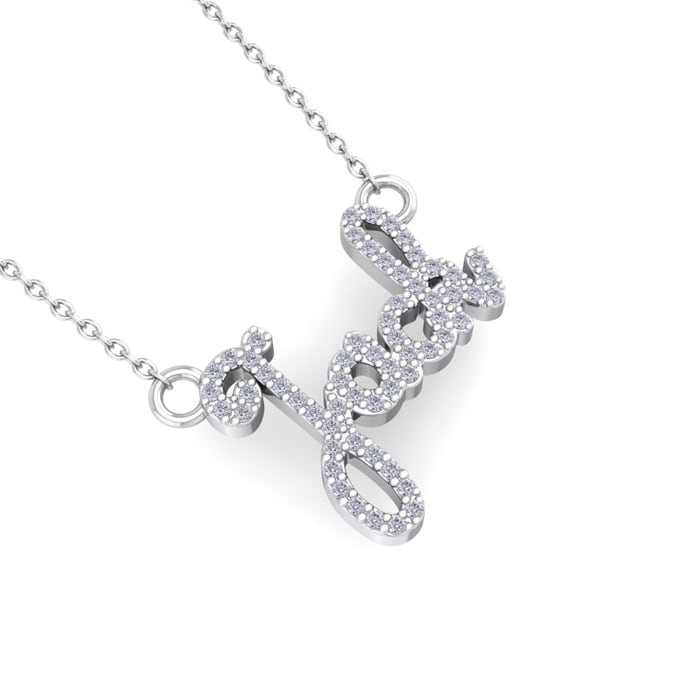 Personalized Diamond Name Necklace In 14K White Gold - 4 Letters, 1/4cttw