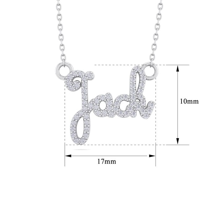 Personalized Diamond Name Necklace In 14K White Gold - 4 Letters, 1/4cttw