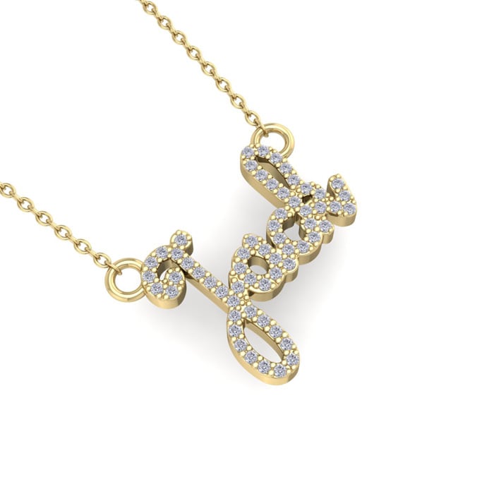 Personalized Diamond Name Necklace In 14K Yellow Gold - 4 Letters, 1/4cttw