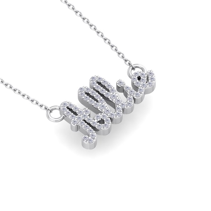 Personalized Diamond Name Necklace In 14K White Gold - 5 Letters, 1/3cttw